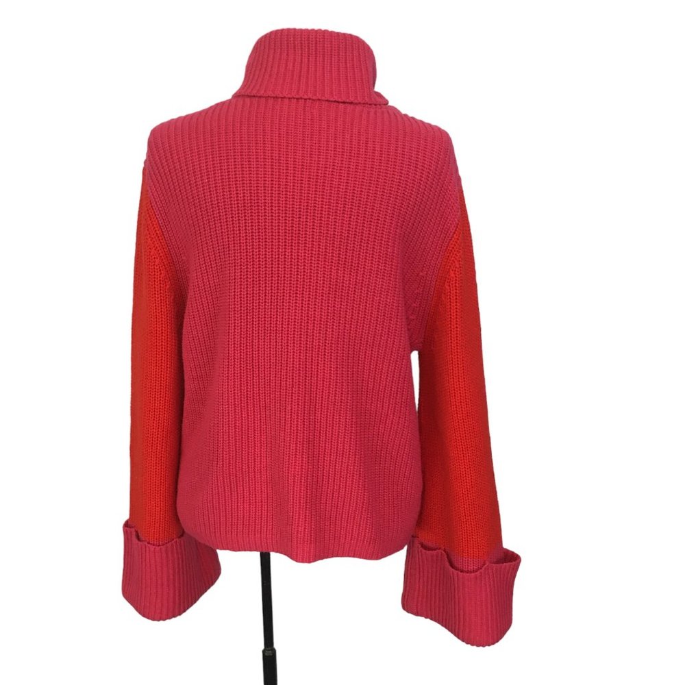 Sugar+Lips Pink Red Oversized Loose‎ Sleeves Pullover Turtleneck Sweater, S - Picture 6 of 10